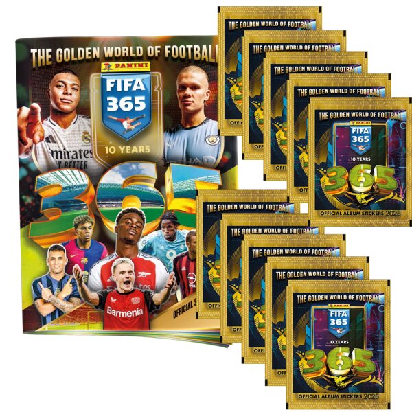 Panini FIFA 365 - 2025 - Sammelsticker - 1 Sammelalbum + 10 Tüten