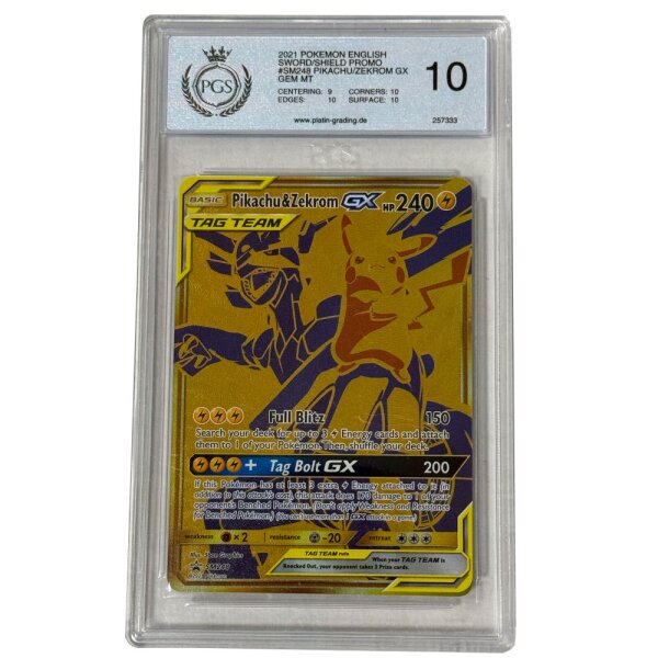 SM248 Pikachu & Zekrom GX - Blackstar Promo - PGS 10 GEM MINT