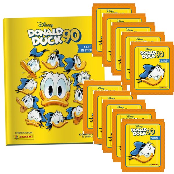 Donald Duck - 90 Jahre - Sammelsticker - 1 Sammelalbum + 10 Tüten