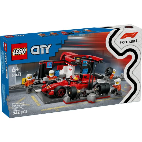 LEGO® City 60443 - F1® Boxenstopp mit Boxencrew und Ferrari Flitzer