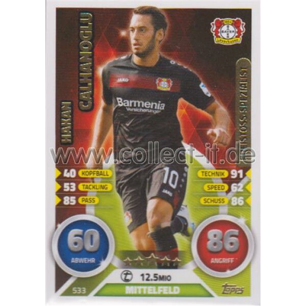 MX 533 - Hakan Calhanoglu - Spezialist-Karte Saison 16/17