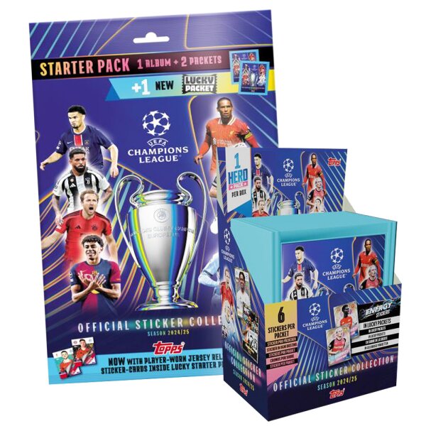 Topps - Champions League 2024/2025 - Sammelsticker - 1 Display (51 Tüten) + Album