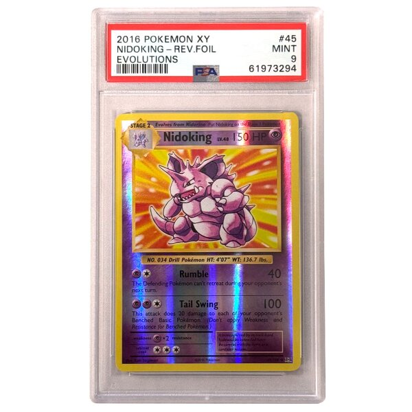 45/108 Nidoking - Reverse Holo - Evolution - Englisch MINT PSA9