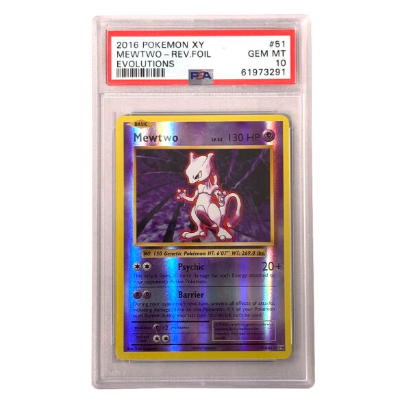 51/108 Mewtwo - Reverse Holo - Evolution - Englisch GEM MINT PSA10