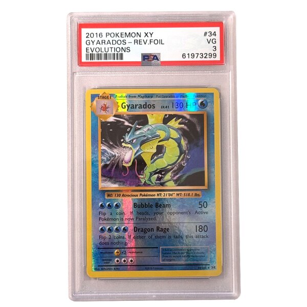 34/108 Gyarados - Reverse Holo - Evolution - Englisch PSA3