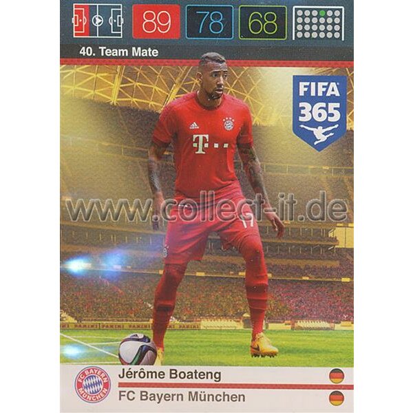 Fifa 365 Cards 2016 040 Jerome Boateng - Base Karte