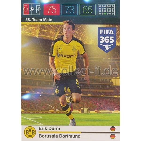 Fifa 365 Cards 2016 058 Erik Durm - Base Karte