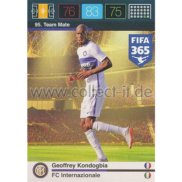 Fifa 365 Cards 2016 095 Geoffrey Kondogbia - Base Karte