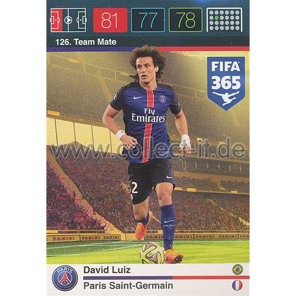 Fifa 365 Cards 2016 126 David Luiz - Base Karte