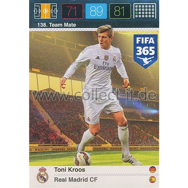 Fifa 365 Cards 2016 138 Toni Kroos - Base Karte