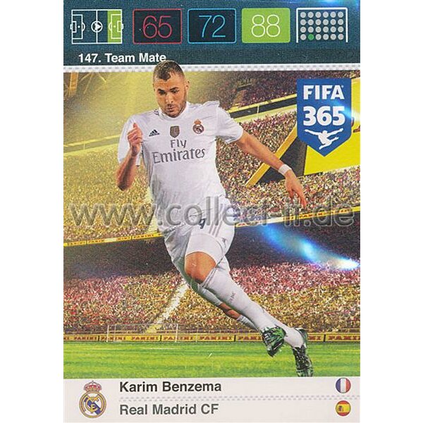 Fifa 365 Cards 2016 147 Karim Benzema - Base Karte