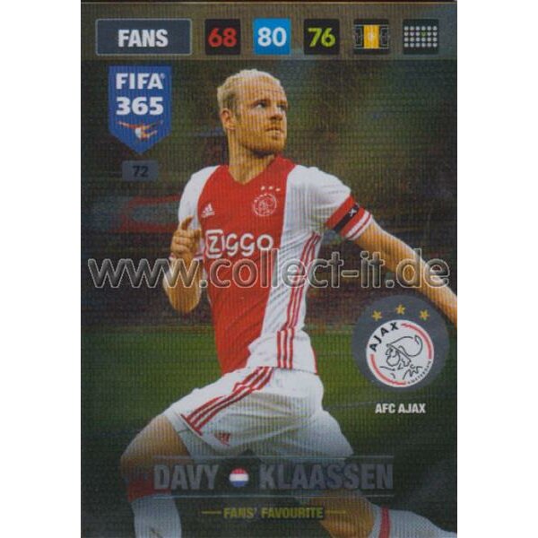 Fifa 365 Cards 2017 - 072 - Davy Klaassen - Fans Favourites - AFC Ajax