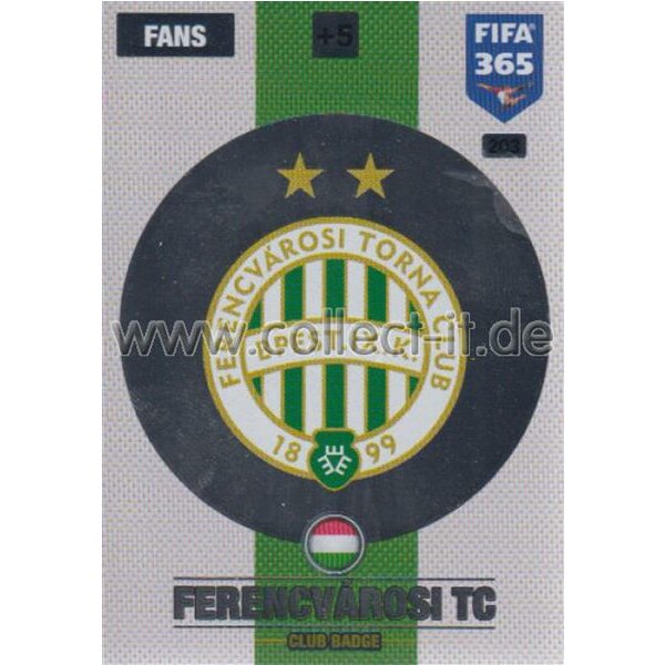 Fifa 365 Cards 2017 - 203 - Club Badge - Club Badges - Ferencvarosi TC