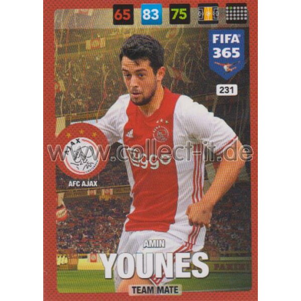 Fifa 365 Cards 2017 - 231 - Amin Younes - Team Mates - AFC Ajax