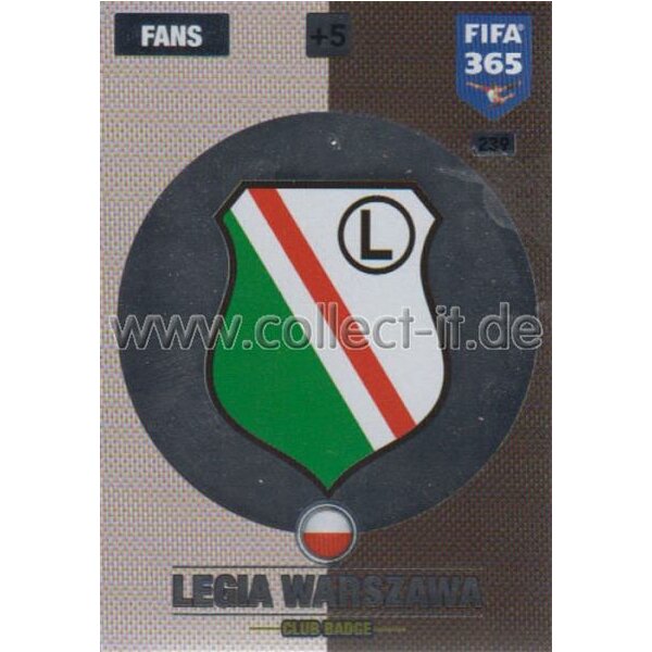 Fifa 365 Cards 2017 - 239 - Club Badge - Club Badges - Legia Warszawa