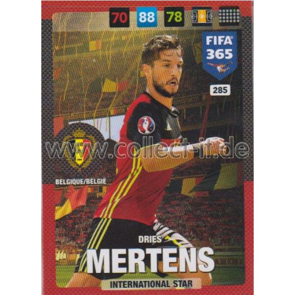 Fifa 365 Cards 2017 - 285 - Dries Mertens - International Stars - Belgien