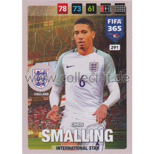 Fifa 365 Cards 2017 - 291 - Chris Smalling - International Stars - England