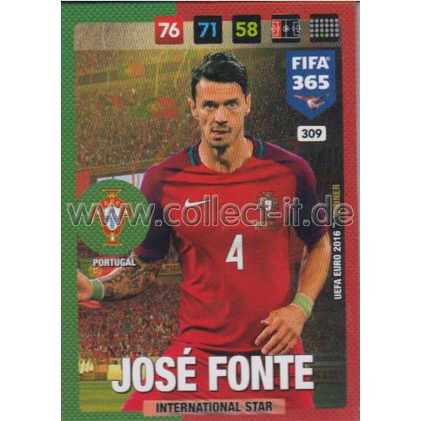 Fifa 365 Cards 2017 - 309 - Jose Fonte - International Stars - Portugal