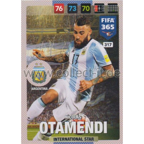 Fifa 365 Cards 2017 - 317 - Nicolas Otamendi - International Stars - Argentina