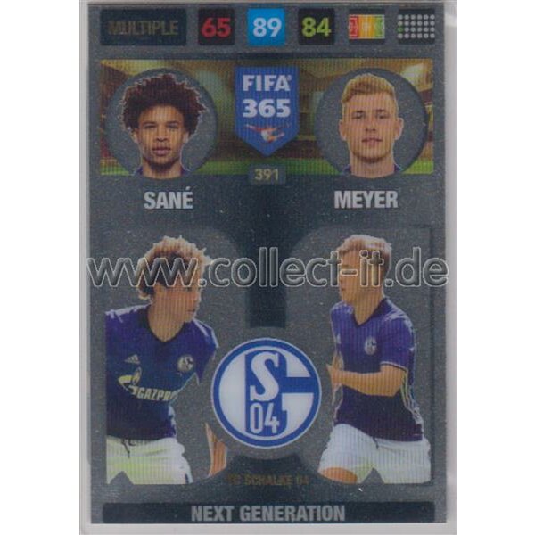 Fifa 365 Cards 2017 - 391 - Sane , Meyer - Next Generations - FC Schalke 04