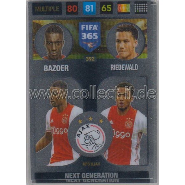 Fifa 365 Cards 2017 - 392 - Bazoer , Riedewald - Next Generations - AFC Ajax