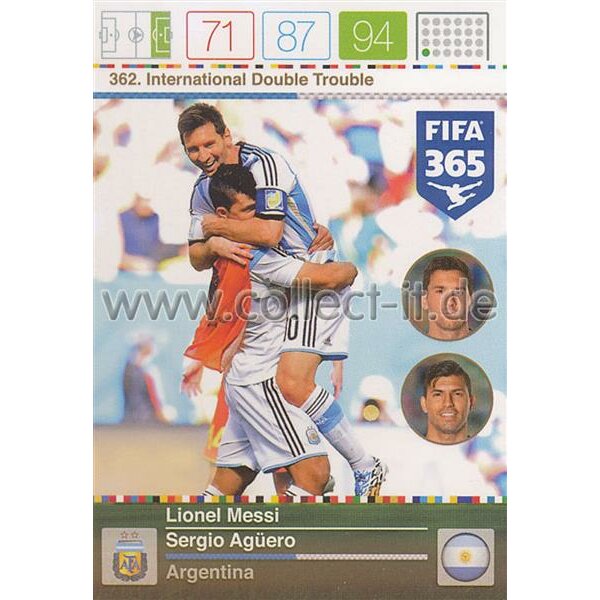 Fifa 365 Cards 2016 362 Lionel Messi & Sergio Agüero - International Double Trouble