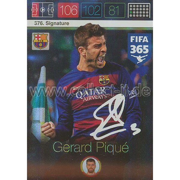 Fifa 365 Cards 2016 376 Gerard Pique - Signatures