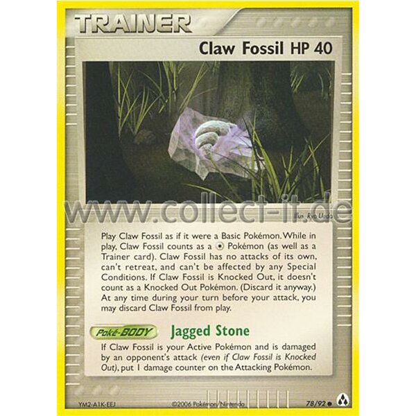 78/92 Trainer - Claw Fossil HP 40