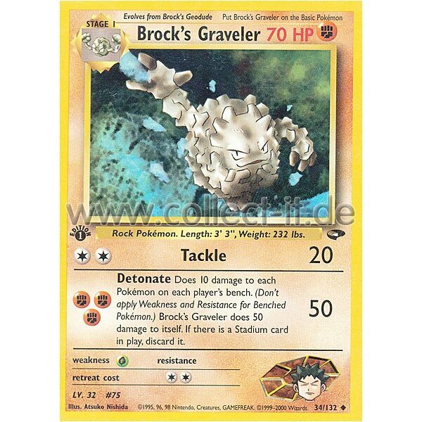 34/132 - Brock‘s Graveler - Uncommon - Englisch 1st Edition