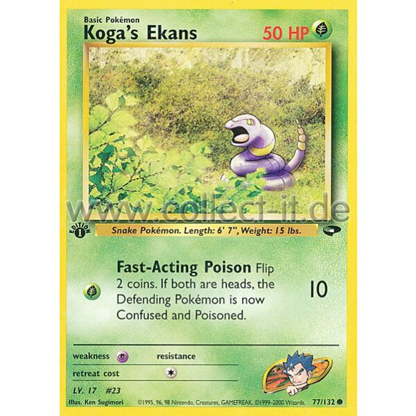 77/132 - Koga‘s Ekans - Common - Englisch 1st Edition