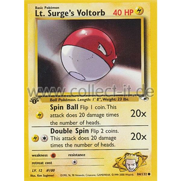 84/132 Lt. Surges Voltorb - Gym Challenge - First Edition