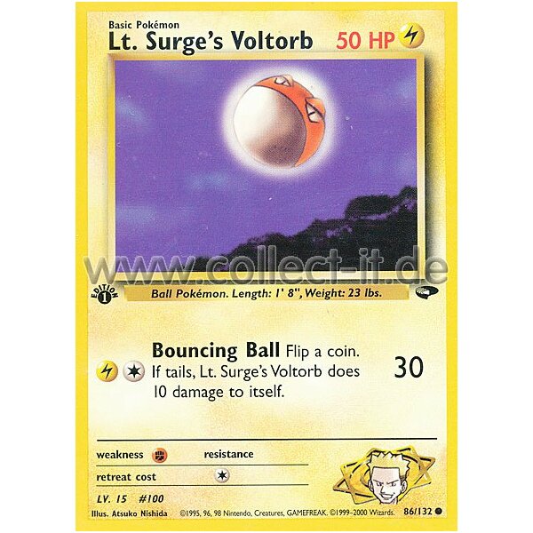 86/132 - Lt. Surge‘s Voltorb - Common - Englisch 1st Edition