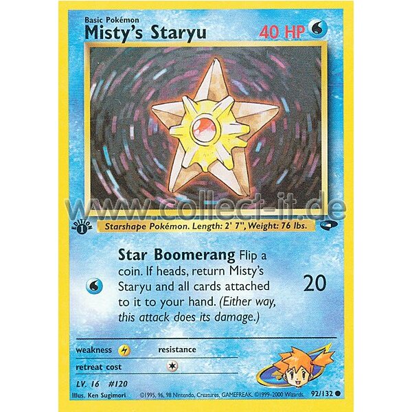 92/132 - Misty‘s Staryu - Common - Englisch 1st Edition