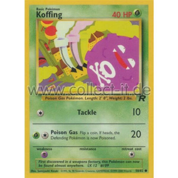 58/82 Koffing - Team Rocket - Unlimitiert - Englisch