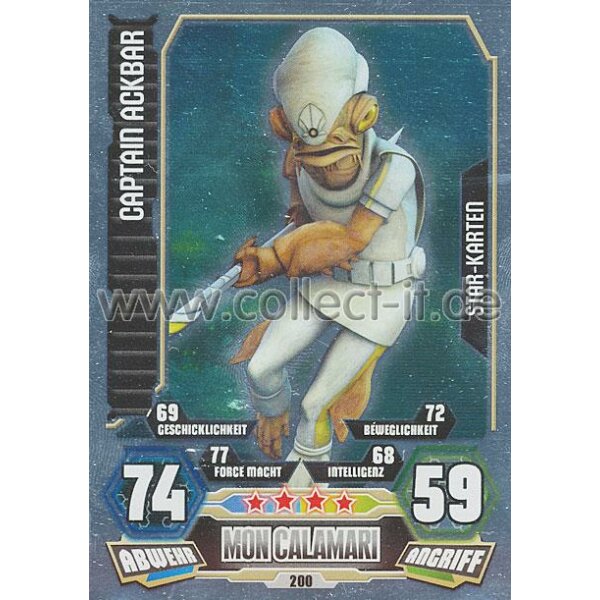 FA3-200 - CAPTAIN ACKBAR - Mon Calamari - Star-Karte - SERIE 3